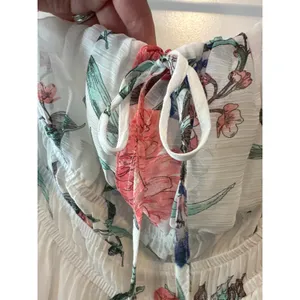 Anthropologie Somerset Strapless Floral Chiffon Midi Dress Ivory‎ NWT Size L thumbnail 6