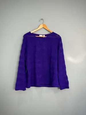Purple Chico’s Boatneck Sweater Size 3 (16) EUC thumbnail 3