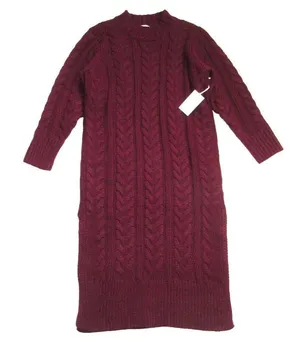 NWT Tuckernuck Hyacinth House Maddox in Maroon Cable Knit Midi Sweater Dress M thumbnail 5