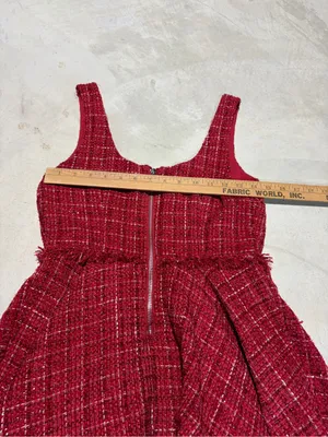 Altar’d state NWT Red Tweed Fit-and-Flare Dress burgundy small MSRP$82 thumbnail 8