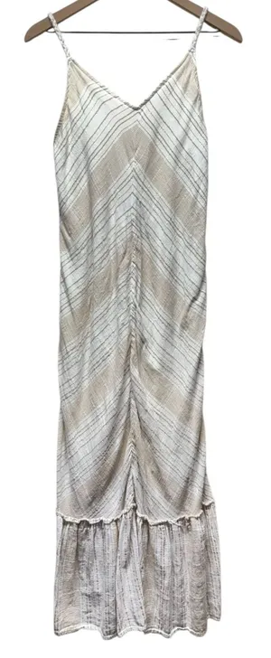 Knox Rose Maxi Dress Sz M Beige Striped Braided Sleeveless Cotton‎ Boho Coastal thumbnail 1