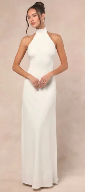 Lulus Alaura White Backless Halter Dress / Wedding Dress / Elopement Dress thumbnail 1