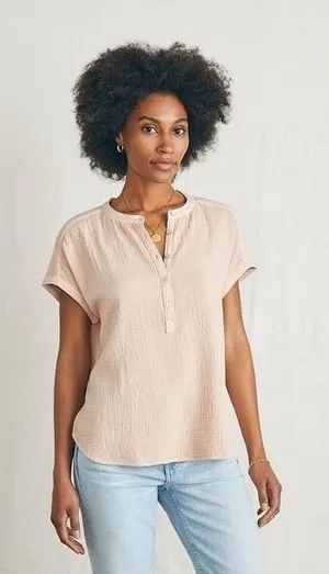 Faherty organic cotton dream gauze blouse thumbnail 1