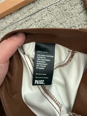 PAIGE Claudine Ankle Flare Faux Leather Pants Dark Argan Brown Size 25 NWT thumbnail 12