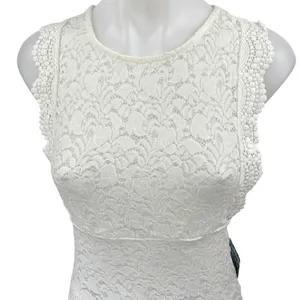 NEW Free People White Floral Lace Sleeveless Racerback Blouse Tank Top Size S thumbnail 3
