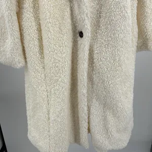 Scoop NYC Women's Cozy Cream Teddy coat Sherpa mid calf L new shawl collar thumbnail 9