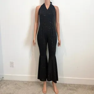 small rainbow glitter disco halter bell bottom costume jumpsuit P3 3521 thumbnail 10