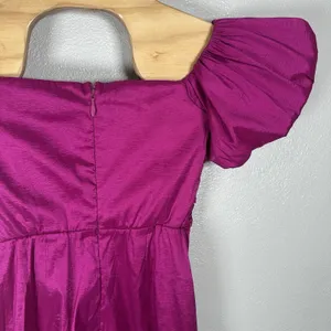 Abercrombie & Fitch Taffeta Off‎ The Shoulder Puff Sleeve Midi Dress Womens XS thumbnail 6