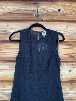 Black Size 6 Lace Sleeveless Tiered Ruffle Midi Dress thumbnail 6