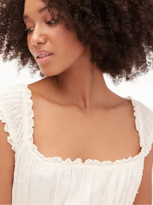 Aeropostale White Solid Textured Dot A-Line Gauzy Dress S thumbnail 3