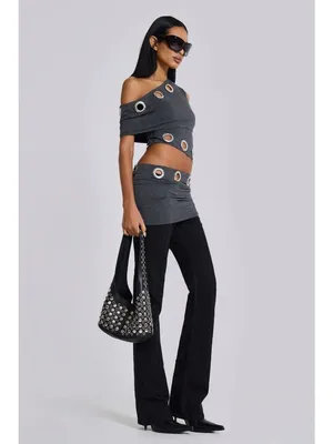 Jaded London Asymmetric Eyelet Dress in Dark Grey 2 New Womens mini thumbnail 12