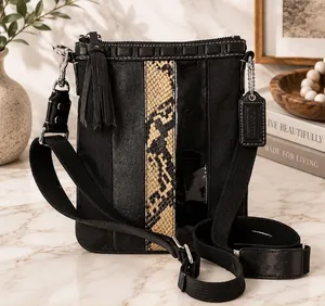 COACH Hampton Swingpack Signature Jacquard Stripe Python Patent Leather thumbnail 1