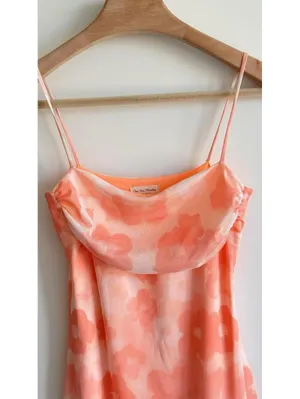 See You Monday Floral Mesh Cowl Neck Mini Dress Pink Orange Size M thumbnail 7