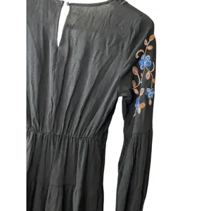 Blue Rain Black Floral Embroidered‎ Boho Tiered Mini Dress XS WS50897 thumbnail 10