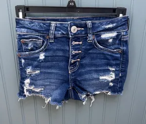 American Eagle Ne(x)t Level Stretch Distressed Denim Shorts Dark Wash 00 thumbnail 1