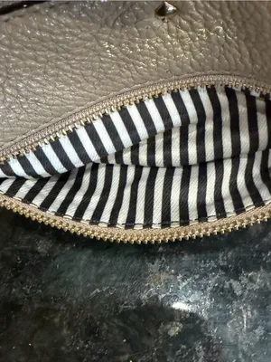 Kate Spade Beige Pebbled Leather Wristlet with Front zipper pocket. thumbnail 7