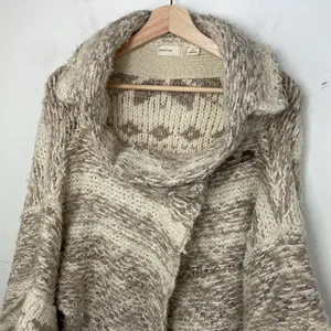 Sleeping On Snow Sweater Womens Beige Cardigan Open Asymmetrical Flowy XS thumbnail 2