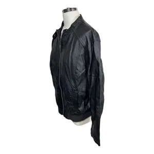 Old Navy Women's‎ XL Black Faux Leather Moto Bomber Jacket Zip Front thumbnail 6