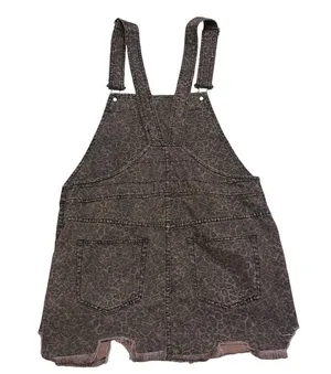 Free People womens size 8 animal print overall jumper distressed dress denim thumbnail 7