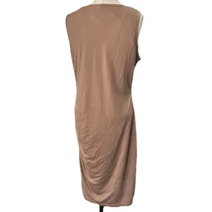 BTFBM Ruched Sleeveless Tank Bodycon Dress Sz Medium Cafe Brown Casual Chic New thumbnail 5