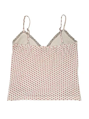 Brandy Melville Red Heart Print Lace Trim Cami Tank Top Cotton Made in Italy thumbnail 2