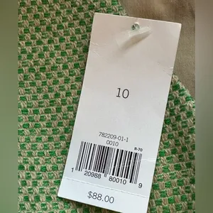 Banana Republic NWT Green Cream Tiny Checkered Sleeveless Peplum Tank.Sz 10. thumbnail 8