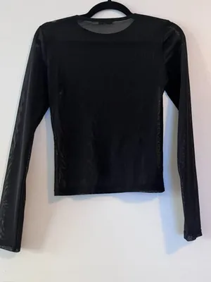 NA-KD Black Sheer Long Sleeve Shirt thumbnail 3