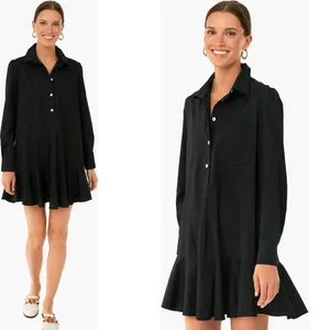 Tuckernuck Pomander Place Black Crepe Callahan Shirt Dress Women’s Size Large thumbnail 2