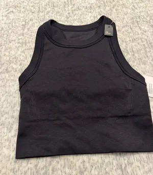 DSG Women Black High Neck Ribbed Seamless Tank Crop Top Low Support‎ NWT size XS thumbnail 1