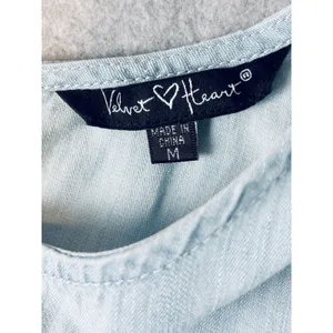 Velvet‎ Heart Peplum Tank Top Light Blue Chambray White Embroidered Stars Med thumbnail 6