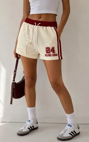 Aelfric Eden Athletic Mesh Shorts XS Cream Red Varsity Y2K NWT thumbnail 1