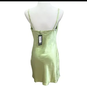 NWT Nasty Gal Green Mini Satin Slip Dress Cowl Neck 4 6 Party thumbnail 5