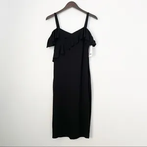 NWT BAILEY 44 Jungle Canopy Cold-Shoulder Dress Black Large thumbnail 3