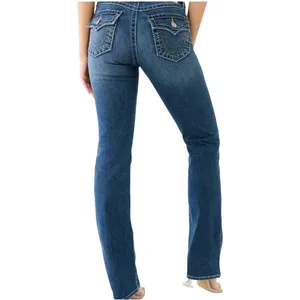 True Religion Billie Mid Rise Flap Straight Jeans Womens 24 Blue Y2K Indie Retro thumbnail 2
