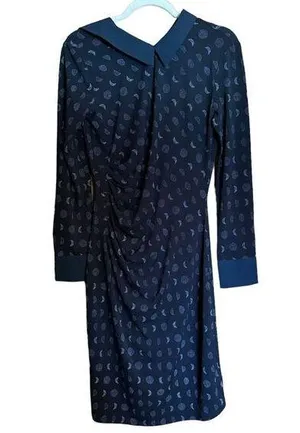 Modcloth Dress Womens Large Multicolor Moon Phases Print Peter Pan Collar thumbnail 1