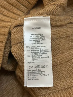 Madewell Tipped V-Neck Oversized Wool Blend Sweater XS Heather Caramel Blue thumbnail 10