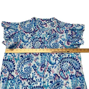 Vibrant Blue and White Blouse Size M thumbnail 6