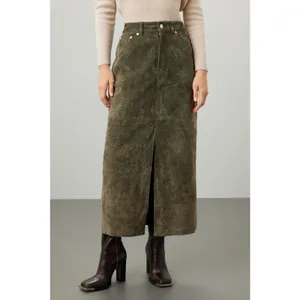 BlankNYC Hunter Green Retro Suede Leather Front Slit Pencil Midi Skirt Size 29 thumbnail 3
