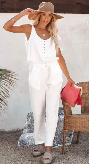 Vici Pocketed Drawstring Jumpsuit thumbnail 1