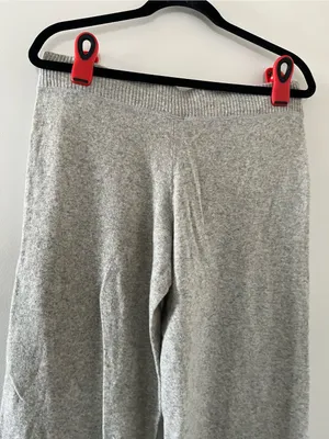 NWT Y2K Loft Wool Cashmere Blend Knit Gray Wide Leg Pants Small Drawstring thumbnail 5