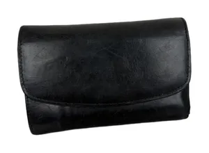 Vintage Coach Leather Wallet Black Tri Fold Snap Brass Cards Cash ID Classic thumbnail 1