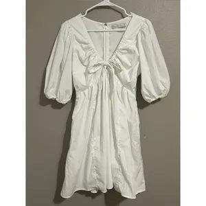 Abercrombie & Fitch White Puff Sleeve Cottagecore Mini Dress Women’s Size Medium thumbnail 3
