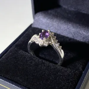 Faux Amethyst Crystal Ring Silver thumbnail 2