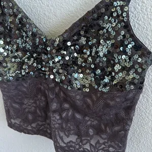 Victoria's Secret Lace Sequin Cropped Tank Top Medium thumbnail 2