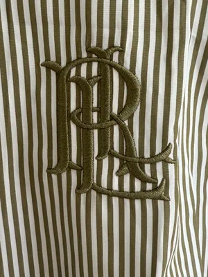 POLO RALPH LAUREN Grayish Green Relaxed Striped Broadcloth Shirt Size XS thumbnail 4