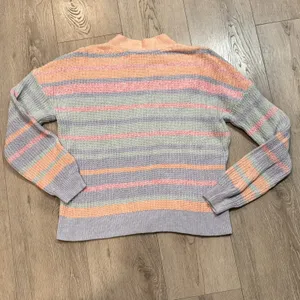 Christopher & Banks Cardigan‎ Large L Button Sweater Pastel Stripes Pink Blue thumbnail 3