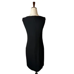 Bailey 44 Sheath Dress Women XS Black Tan Beaded Mixed Media Cocktail Party LBD thumbnail 3