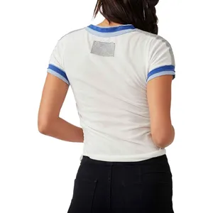 Free People We The Free Sporty Mix Tee White and Blue thumbnail 2