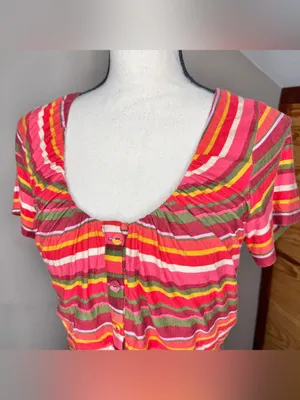 BCBGeneration BCBG Striped Button Up Crop Top Shirt Medium M NWOT Multicolor thumbnail 4