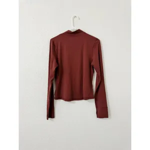OFFLINE by Aerie Real Me Long Sleeve Mock Neck Active Top Rust Brown Size L thumbnail 3
